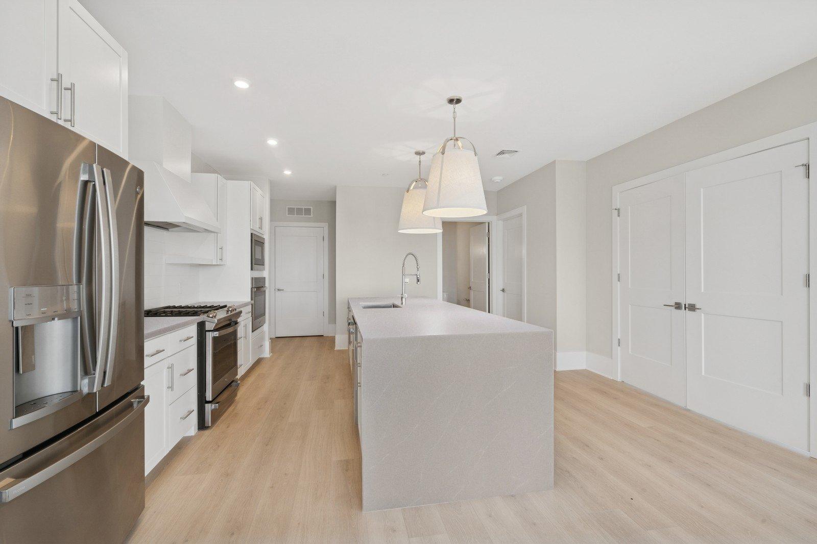 Kitchen with pendant lights