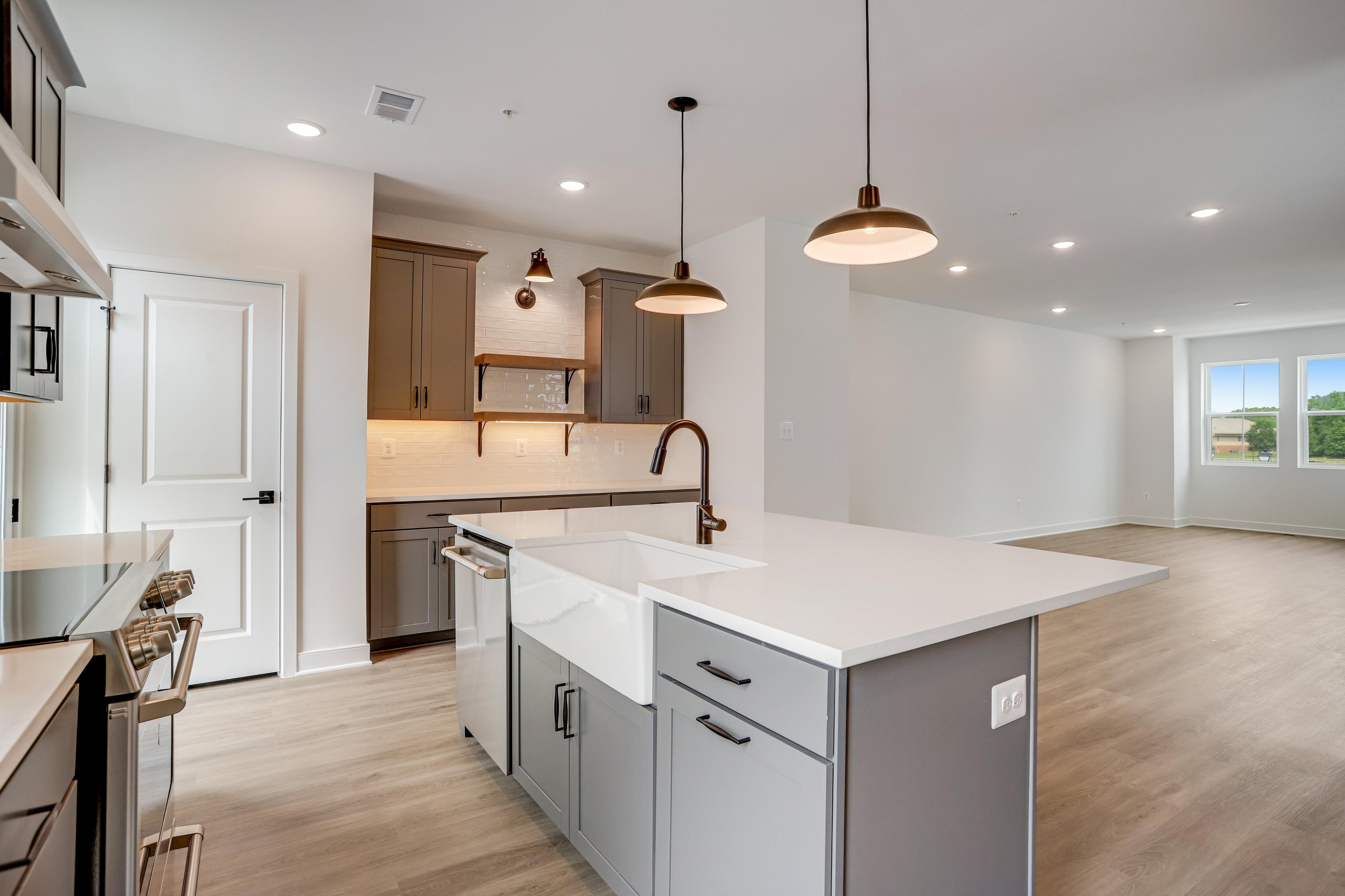 Kitchen with floating shelves
