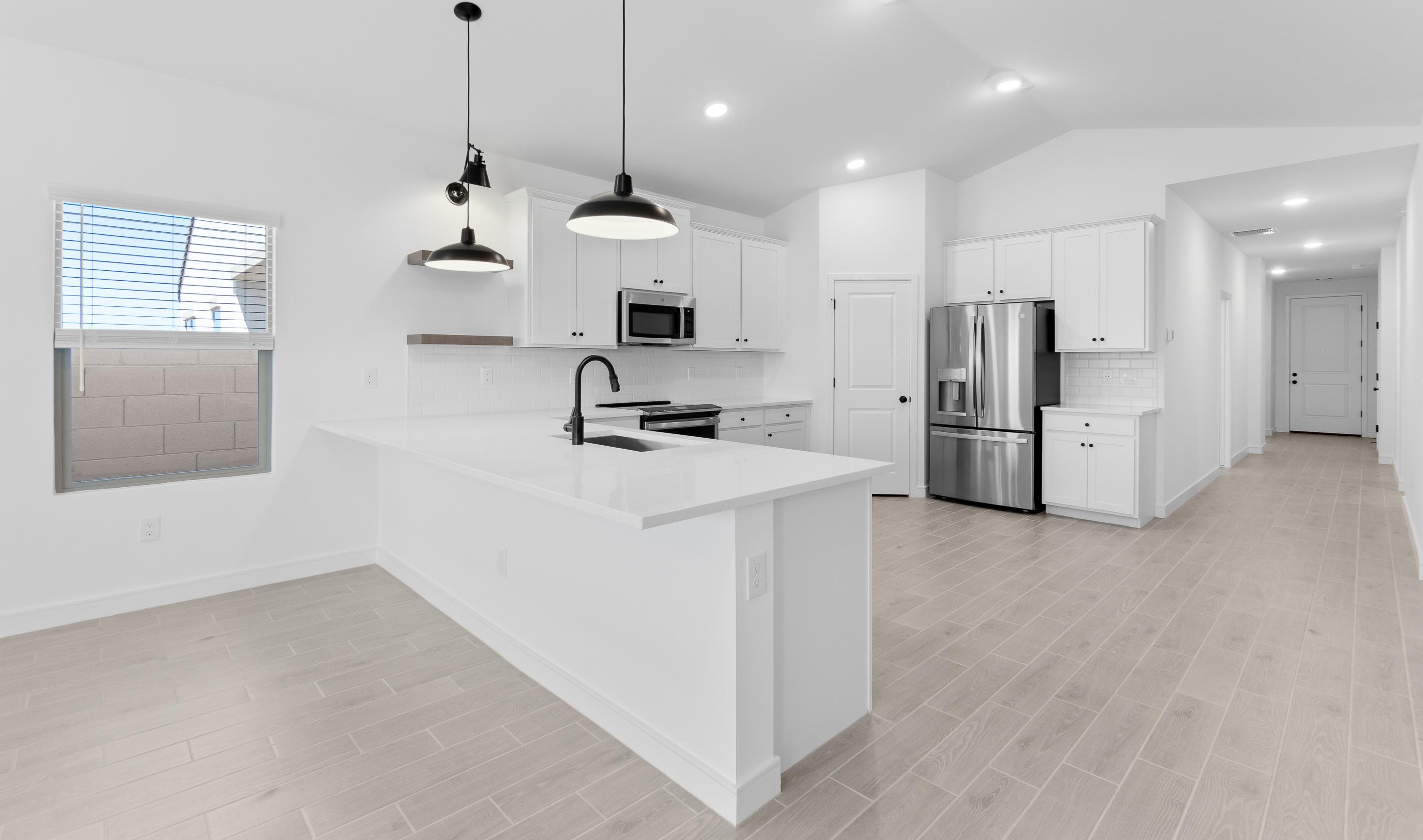Kitchen with peninsula island