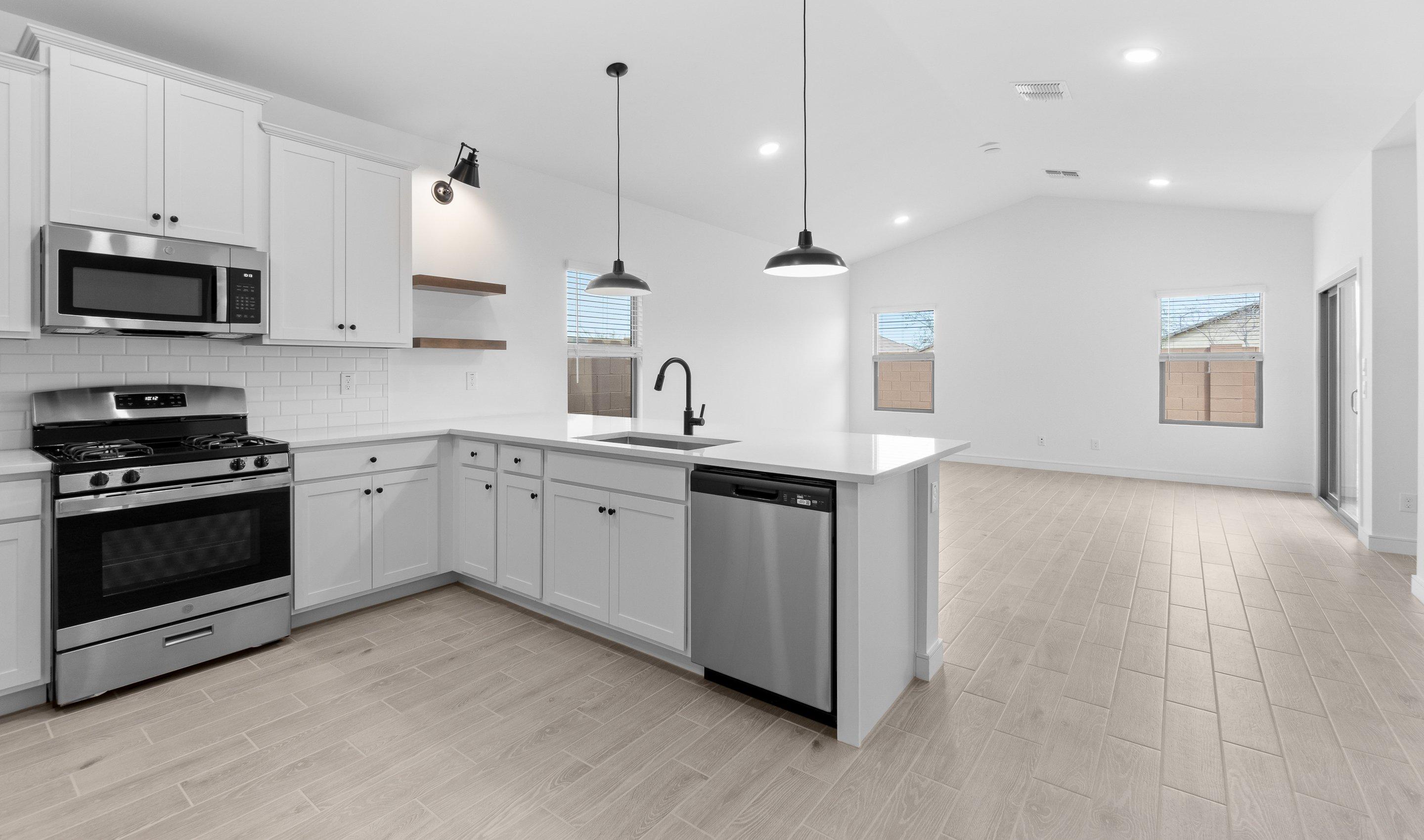 Kitchen with peninsula island