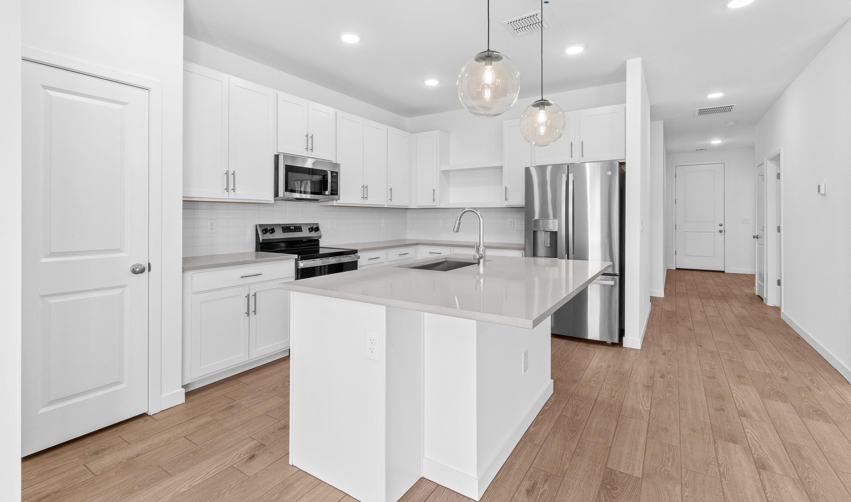 Kitchen with floating shelves