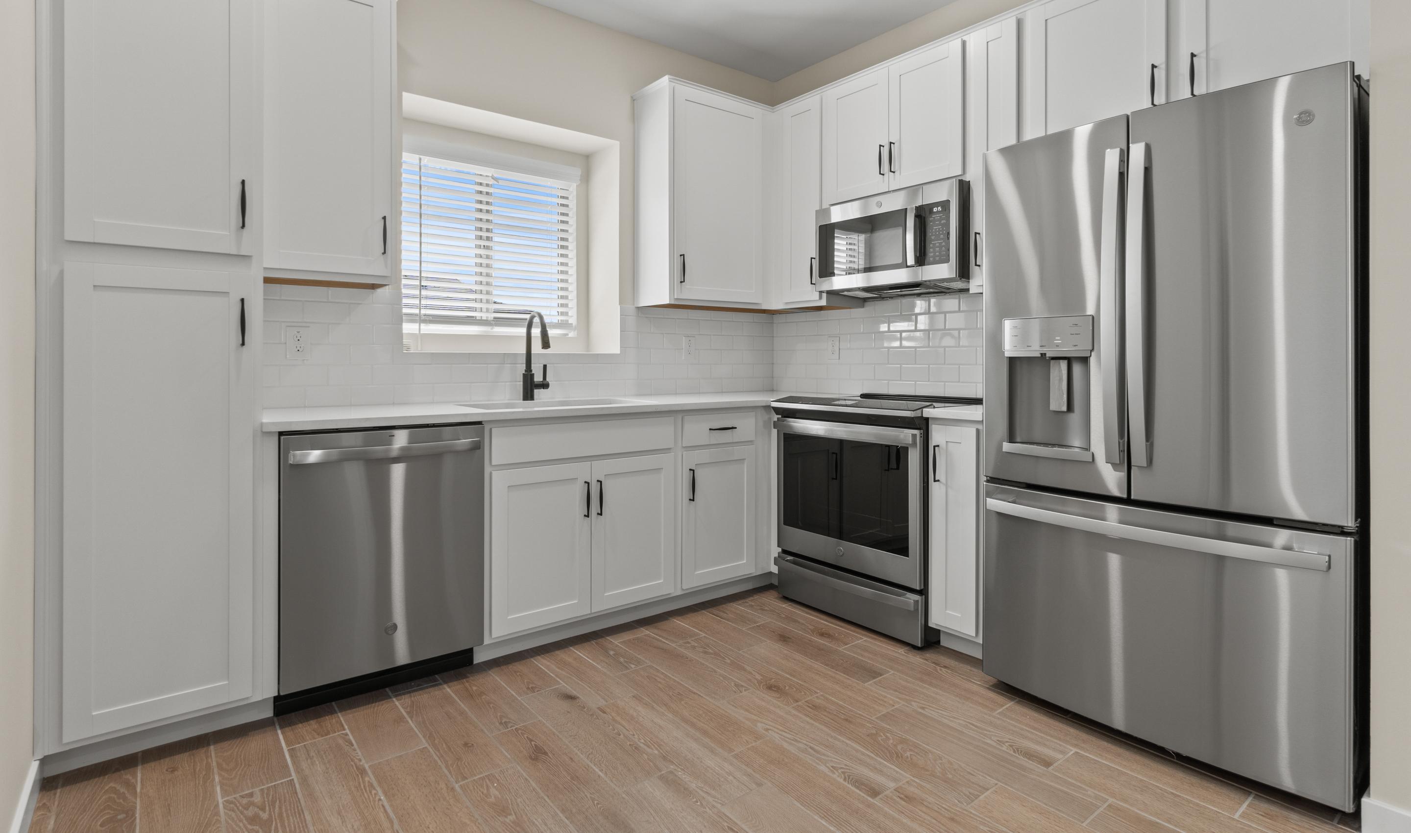 Kitchen with stainless steel appliances