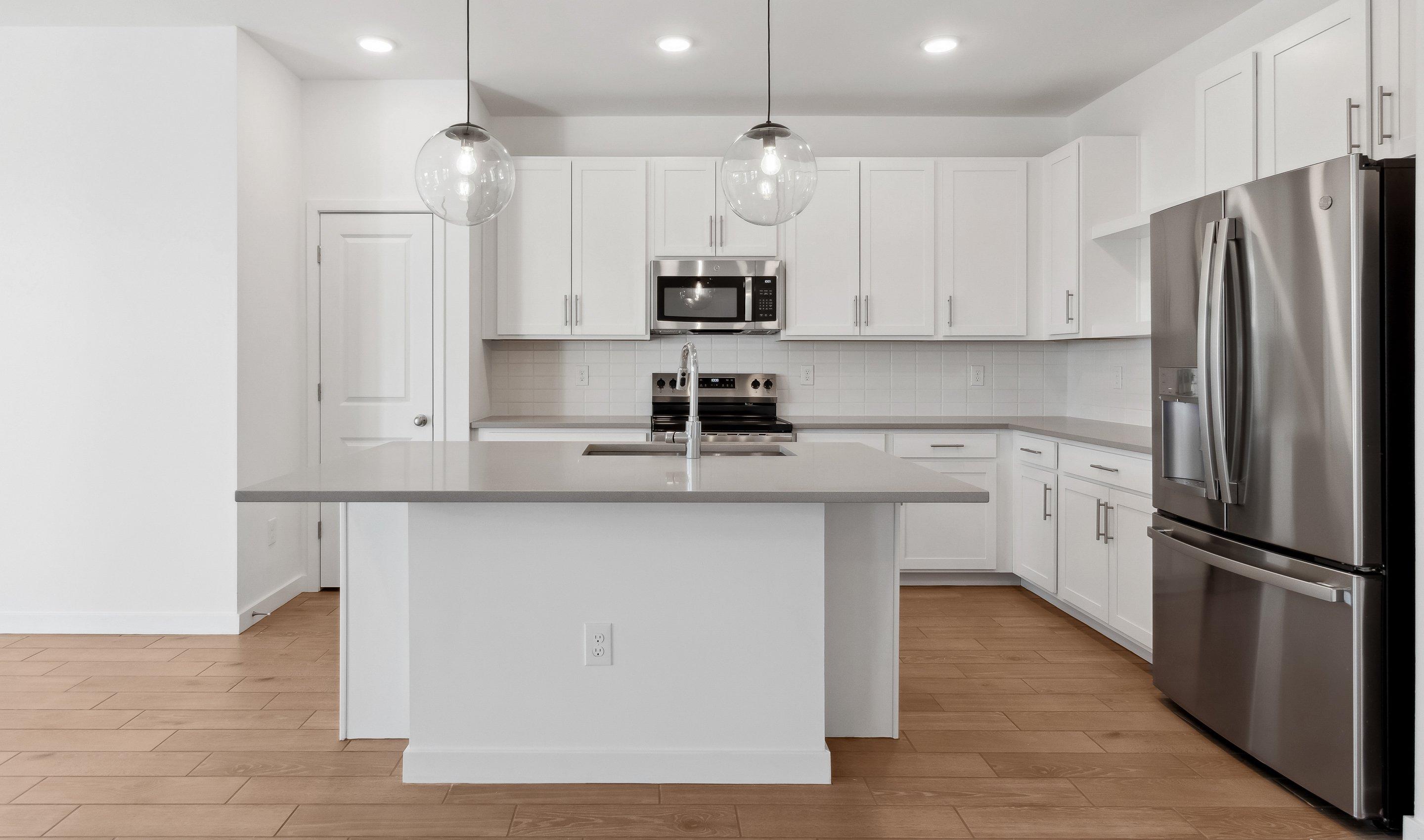 Kitchen with pendant lighting